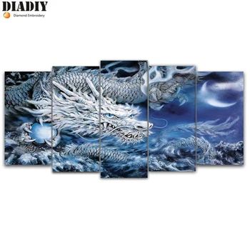 

5d square diy Diamond embroidery Dragon 5pcs Multi-picture Combination diamond painting Cross Stitch Rhinestone decoration
