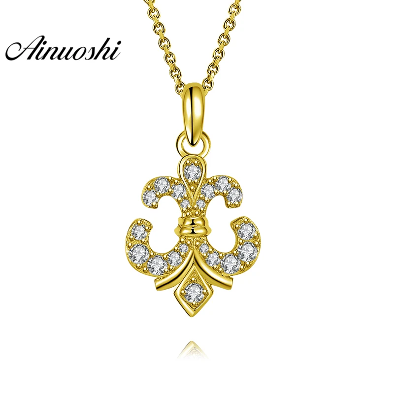 

AINUOSHI 10K Solid Yellow Gold Pendant Brilliant Arrow Pendant SONA Diamond Women Men Jewelry Arm Design 1.2g Separate Pendant