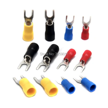 

500PCS SV3.5-5 16-14 AWG Spade Pre-insulating Terminal block TYPE TU-JYK U-type Cold-pressed Pre Insulated Fork Wire Connector