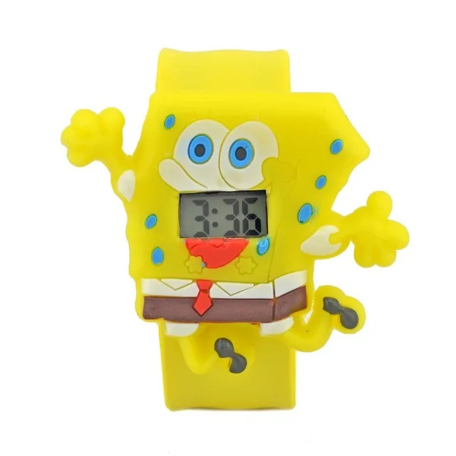 Детская часовая лента многоцветный pat желе милые часы Мужчины Дети Губка Боб Квадратные Штаны взрыв подарок - Цвет: digital yellow
