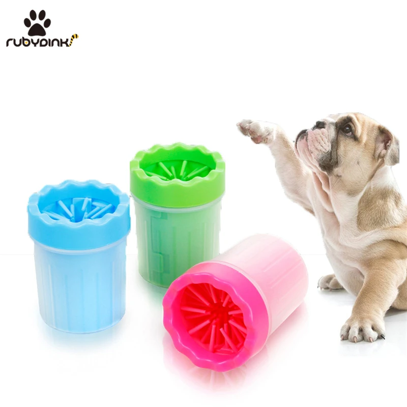 Rubydink Pet Cats Dogs Foot Clean Cup For Dogs Cats Cleaning Tool Soft Plastic Washing Brush Paw
