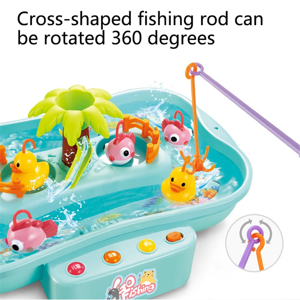 Brinquedos para Crianças Bandeja de Pesca Água Luzes Música Elétrica Rotativa Multi-funcional Hidrodinâmico Ciclo 12 Água Brinquedos para crianças Luzes Música Elétrica