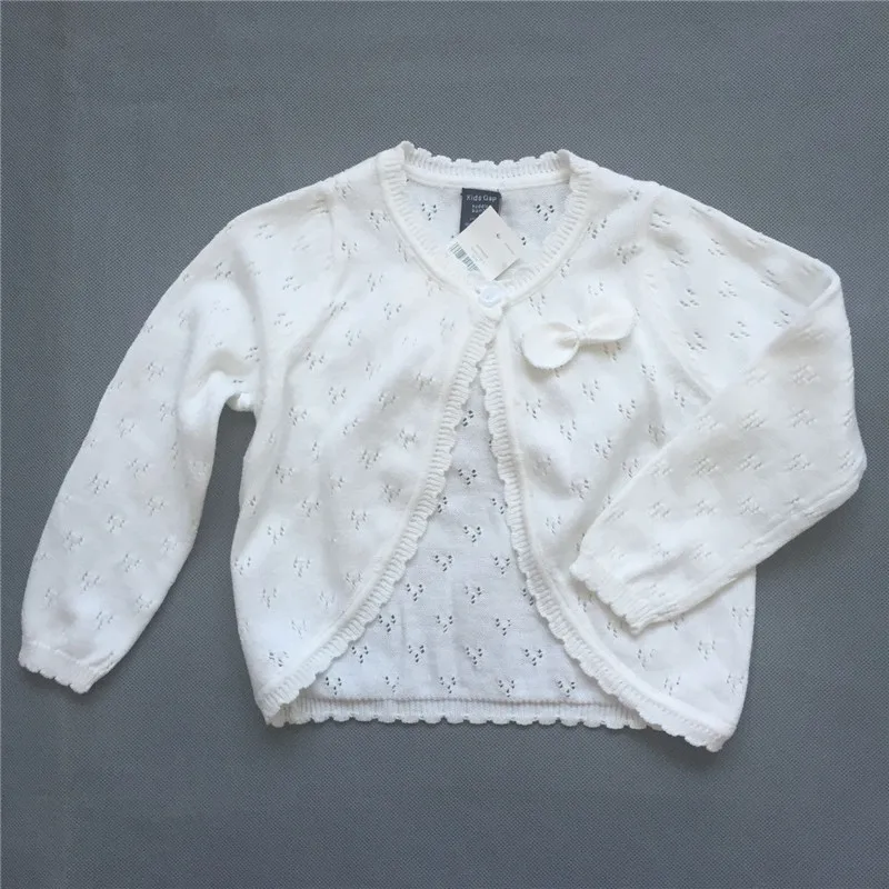 Kids Autumn Spring Sweater Coat Baby Cute Pure White Color Outerwear