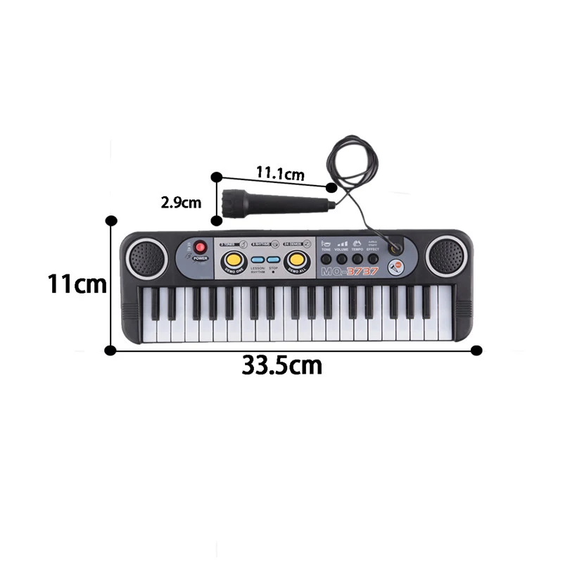 Игрушечный музыкальный инструмент с микрофоном обучающий для детей начинающих подарки мини 37 клавиш клавиатура electone