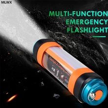 Портативный уличный походный фонарик IP68 водонепроницаемый перезаряжаемый аккумулятор Powerbank SOS аварийное светодиодное освещение 6 режим