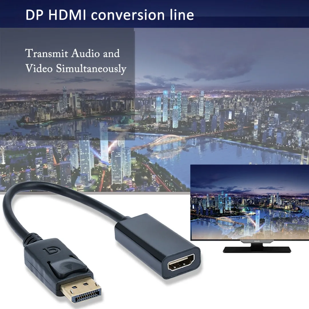 Mayitr 1pc 20cm 1080p High Quality Display Port to HDMI Cable Pro DP Male to HDMI Female Converter Cable for Lenovo Laptop TV