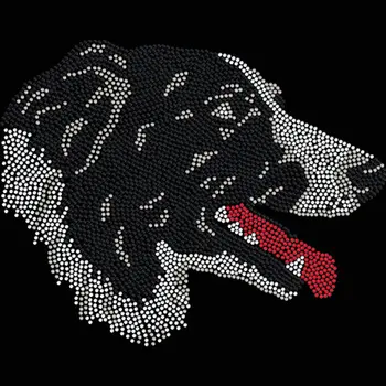 

2pc/lot Border Collie Dog Iron On Hotfix Rhiestone Transfer Applique hot fix rhinestone patches iron on crystal transfers design