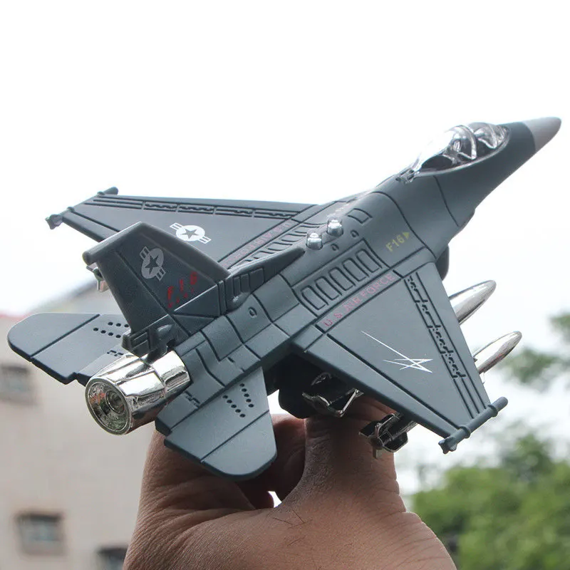 Электронный звуковой & светильник F16 fighte air force самолета сплава модель военный