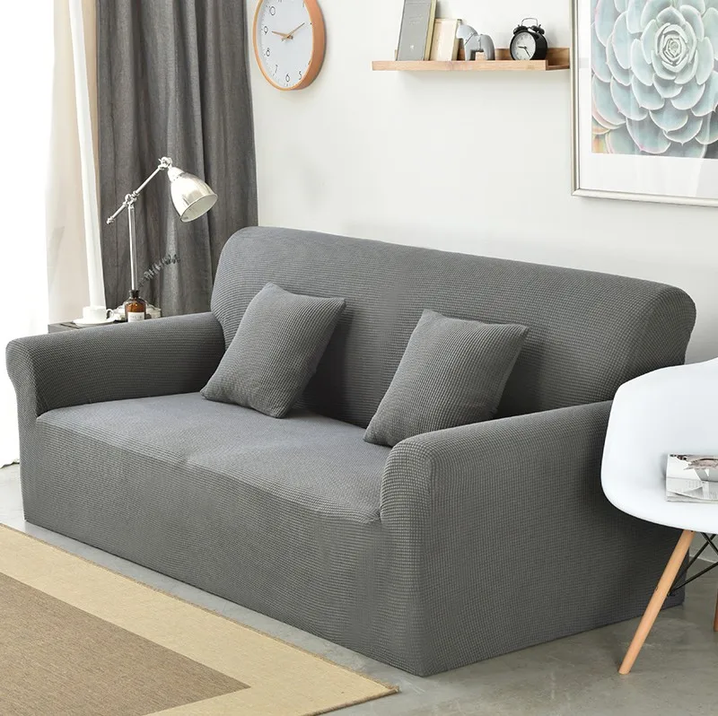 Европейский флисовый эластичный Чехол для мебели, плотный плед, чехол для дивана, все включено, сплошной цвет, комбинированный диван, полотенце, двойной диван, подушка - Цвет: metal gray
