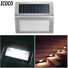 ICOCO 3 светодиодный Водонепроницаемый Солнечная приведенная в действие Нержавеющая сталь настенный светильник для забора уличный садовый напольный вход для лестниц и коридоров лампа указателя поворота