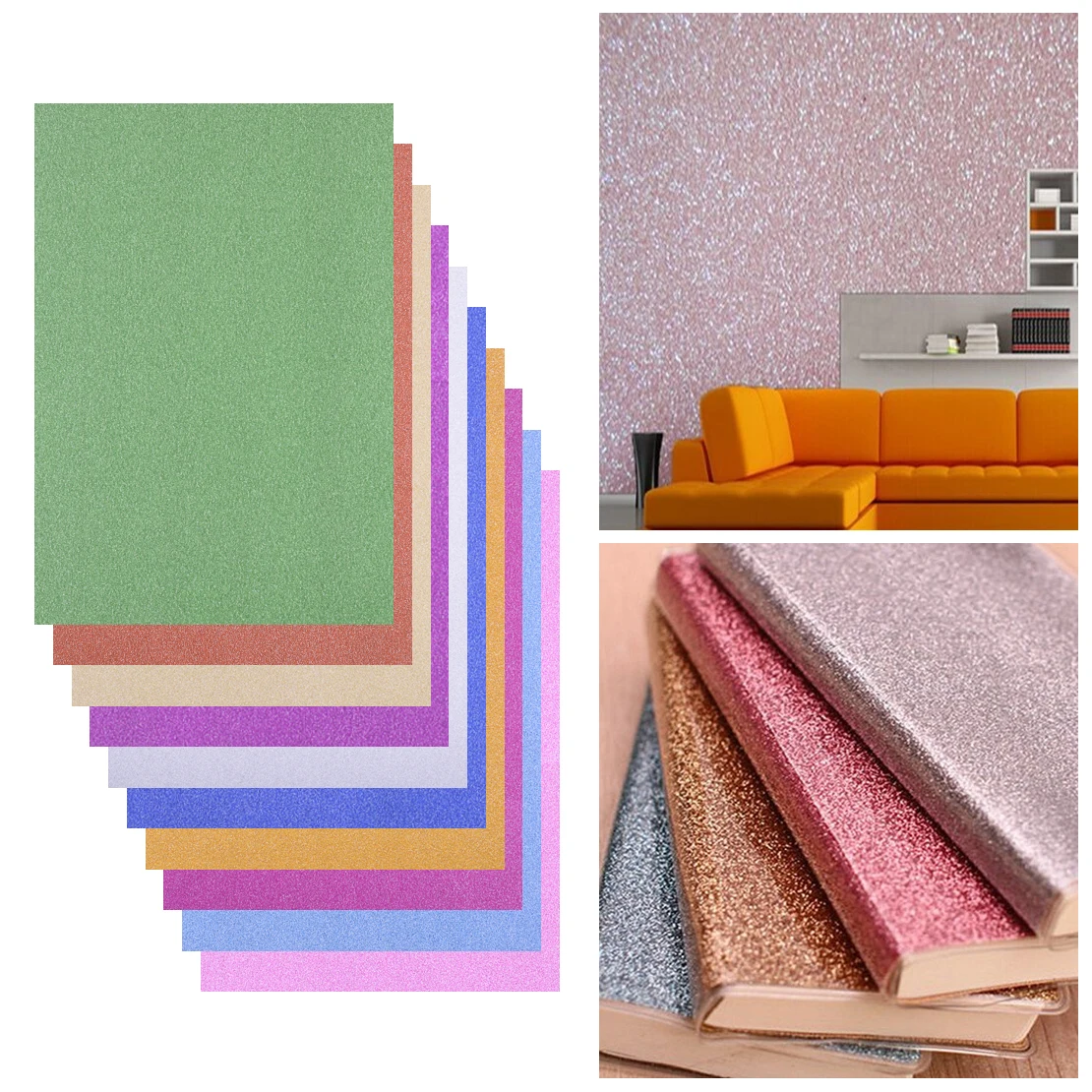 

10Pcs 0.3mm Glitter Shiny Sparkling Scrapbooking Paper Art Sheets DIY Craft Lucky Bird Boat Animal Star