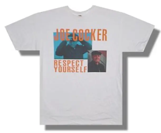 Белые футболки с круглым вырезом Joe Cocker-repect Yourself-2003 Tour-X-Large | Мужская одежда