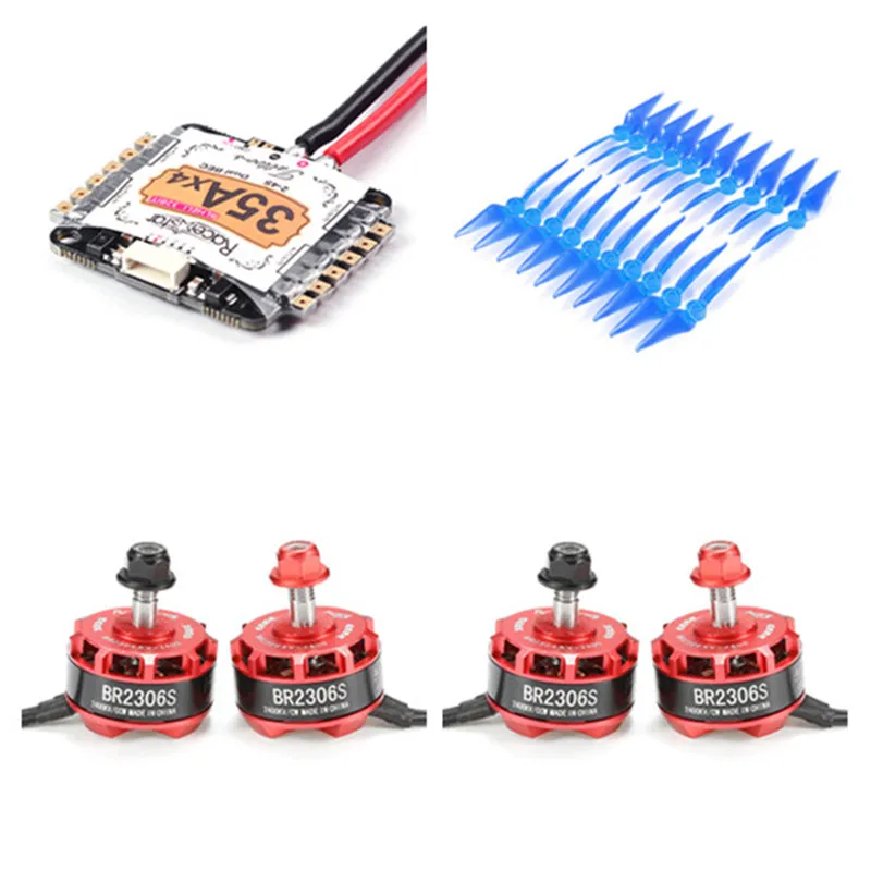 

Racerstar BR2306S 2400KV Motor+Tatto 35A 4in1 2-4S ST/ARM Blheli_32 ESC+5038 Propeller Blue for RC Racing Drones Frame Kit DIY