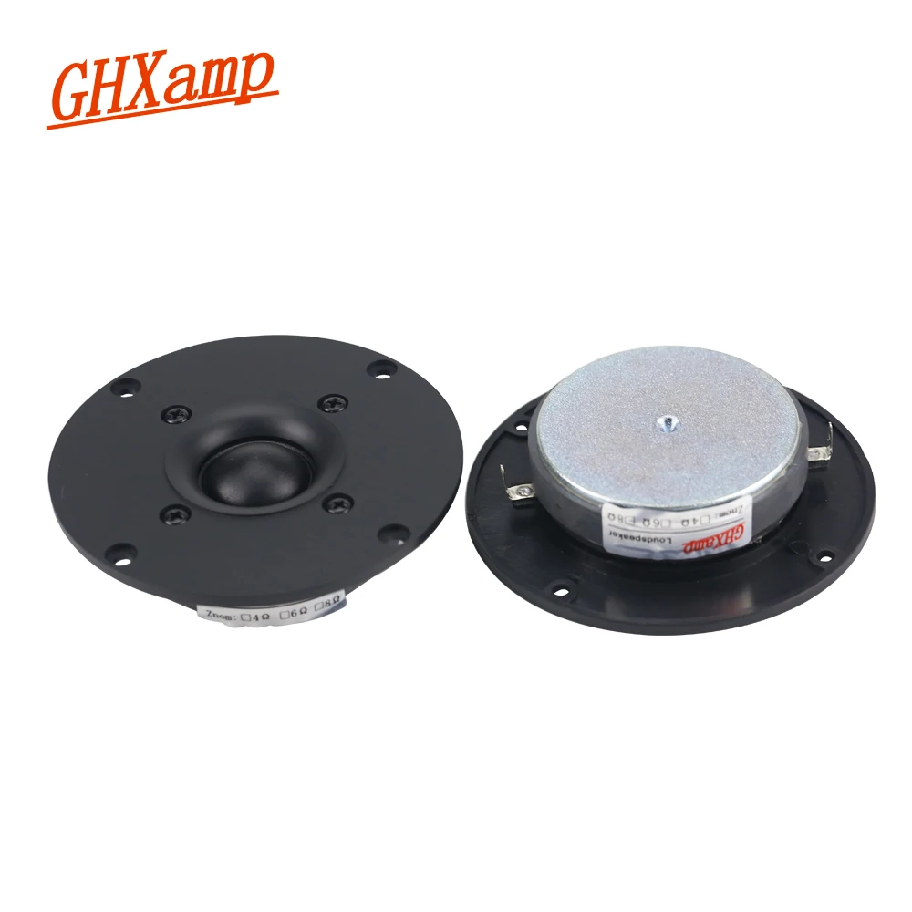 GHXAMP 4 Inch 103mm Hifi Silk Cloth Dome Tweeters 25Core 60W Single Magnetic Type Super High Pitch 1600HZ 2PCS