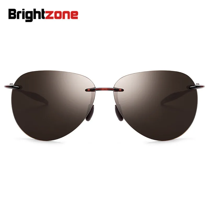 Brightzone New TR90 Rimless Polarized Designer Clear Sunglasses Male Pilots Men Luxury Brand Light Fishing Sun Glasses UV400
