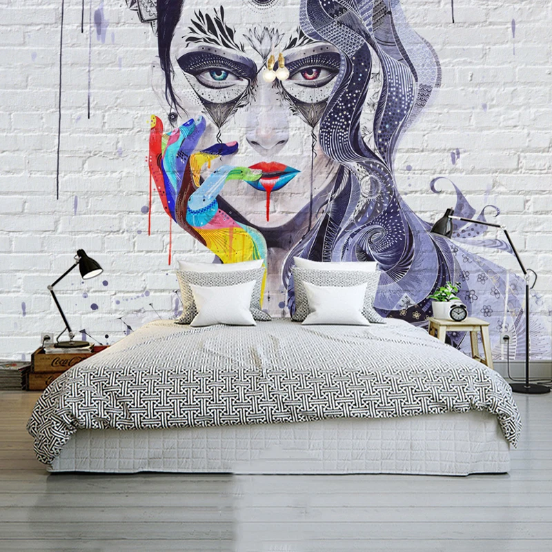 

Custom Any Size Mural Wallpaper 3D Colorful Sexy Beauty Brick Wall Paper Restaurant Cafe Bar Bedroom Background 3D Wall Painting