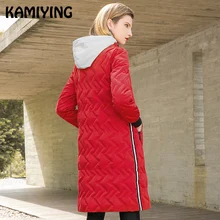 KAMIYING 2018 Winter New Style Fashionable Long Sleeves Ladies Hooded Pure Color Loose Temperament White Duck Down Coat PKHC718