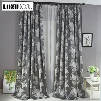 

LOZUJOJU 1 piece Jacquard European style kitchen window curtain ready modern living room window treatment drape semi-blackout