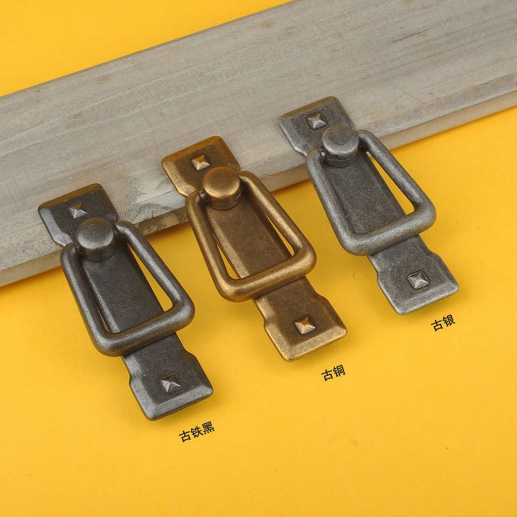Vintage Kitchen Cabinet Cupboard Dresser Door Drawer Drop Ring Pull Handles Knobs + Screw