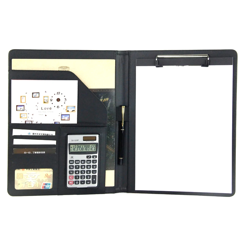 

Business PU Leather A4 Manager Folder Manager Multi-Function Combination Conference Organizer Folder with 12-bit Calculator