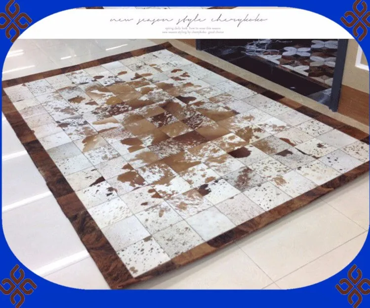 

Fashionable art carpet 100% natural genuine cowhide leather rug clips