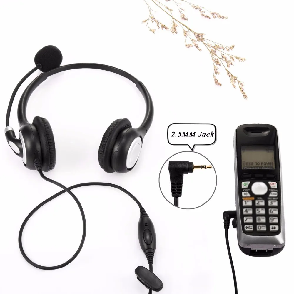 Wantek Arama Telephone Headset With Microphone Wired Headset For Panasonic Cordless Gigaset Ip With 2.5mm Jack - Earphones & Headphones - AliExpress