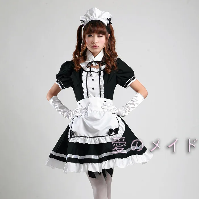 Women Maid Outfit Sweet Gothic Lolita Dresses Anime K-ON! Cosplay Costume Apron Dress Uniforms Plus Size Halloween Costumes