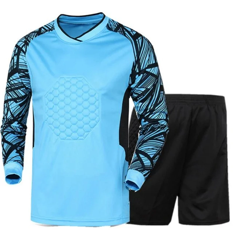 Мужская короткая Футбольная форма вратаря набор быстросохнущая голкиперская форма с длинным рукавом костюм-униформа