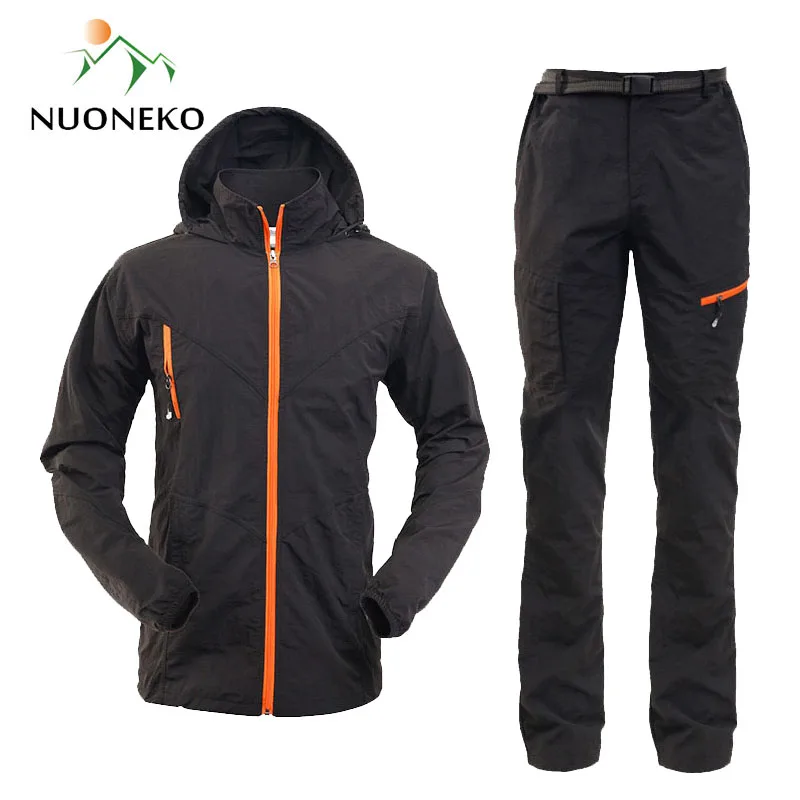 Camping Hiking Clothing Set Outdoor Sport Men Women Summer Sportswear Suit Hooded Jackets Pants Quick Dry Breathable Set ST01