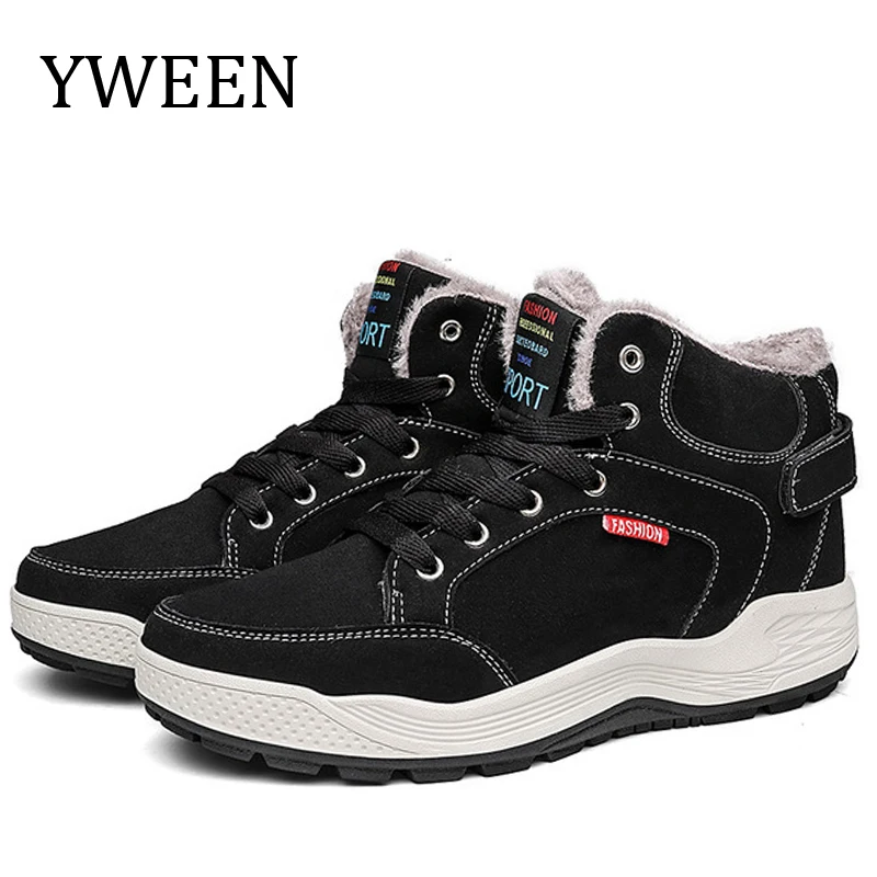 

YWEEN Velvet Men's Boots Big Yards High Shoes Anti Slip Thickening Snow Boots Winter Cotton Boots Men Size 39-48