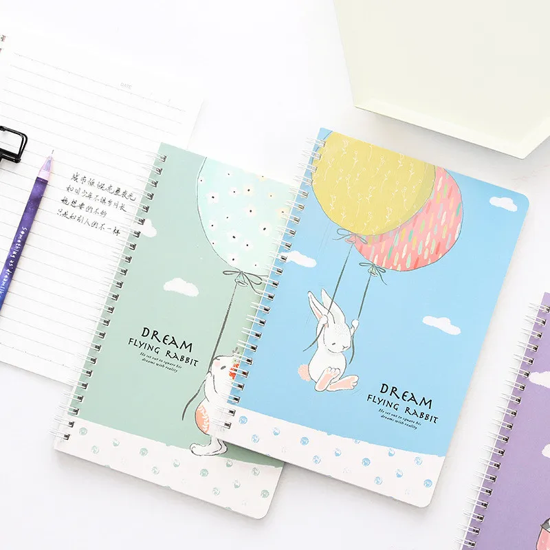 Helpro нарисованный мультфильм блокнот милый кролик цветы катушки книги Стикеры