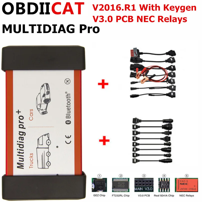 

OBDIICAT-CDP Multidiag Pro+ 2016.R1 Keygen NEC Relays OBD2 Car Diagnostic Tool Bluetooth tcs Pro V3.0 Full Cars Truck Cables