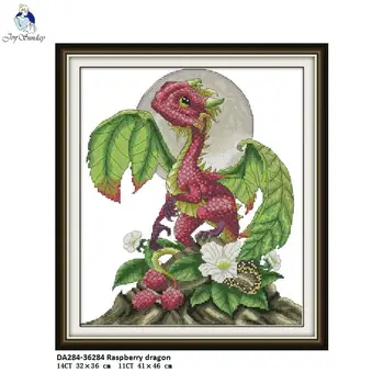 

Raspberry Dragon Counted Print On Canvas DMC 14CT 11CT Cross Stitch kits, Embroidery Needlework Set, Hand Made Crafts Home Decor