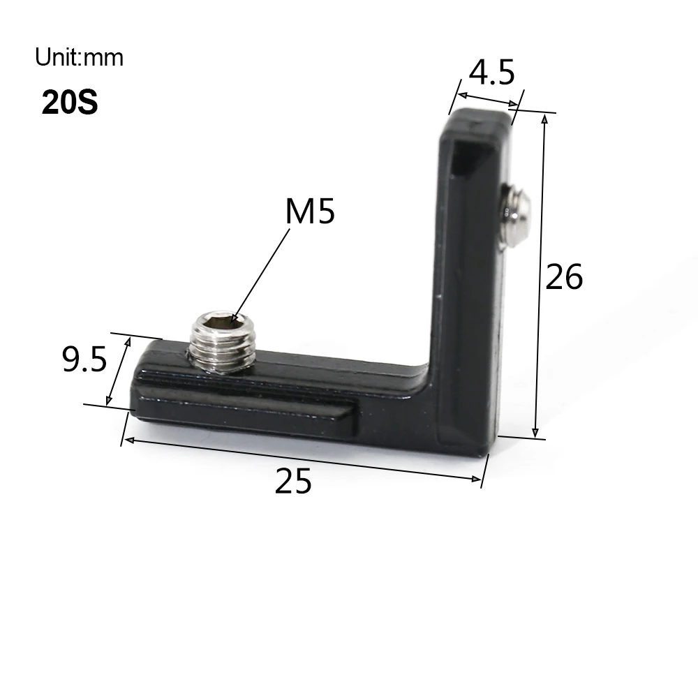 10 шт 20 шт 50 шт 20s L форма черный внутренний угловой соединительный шов скобы с винтами для алюминиевого профиля со слотом 6 мм