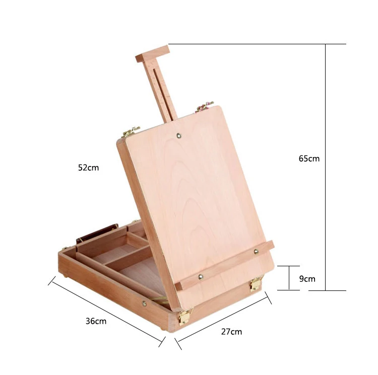 Baratos Caballete de madera para pintar caballete de dibujo caja de mesa pintura al óleo Accesorios para ordenador portátil suministros de arte para artista niños