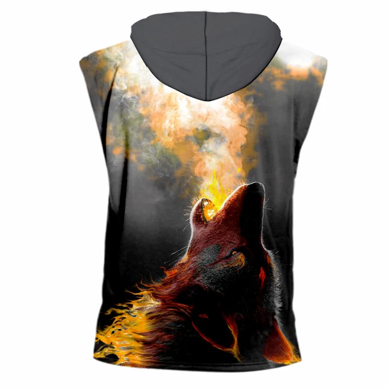 Топ OGKB 2018 для мужчин/женщин с 3d принтом Fire Wolf топ на бретельках капюшоном и