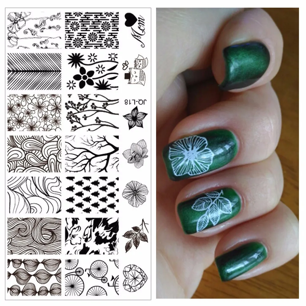 

Flowers Trees Leaves Designs Professional Nail Art Stamping Image Plate Tools For Girl Manicure #JQ-L18