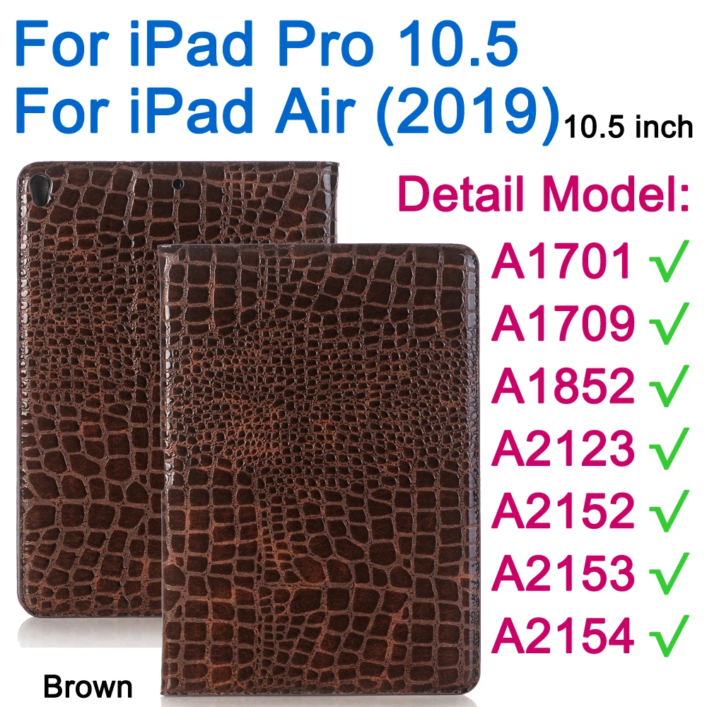 Для Apple iPad/iPad Mini 5 4 3 2 1 Air1 Air2 Pro чехол 9,7 7,9 дюймов модный кожаный флип-чехол с крокодиловым узором - Цвет: Brown-IPD10.5