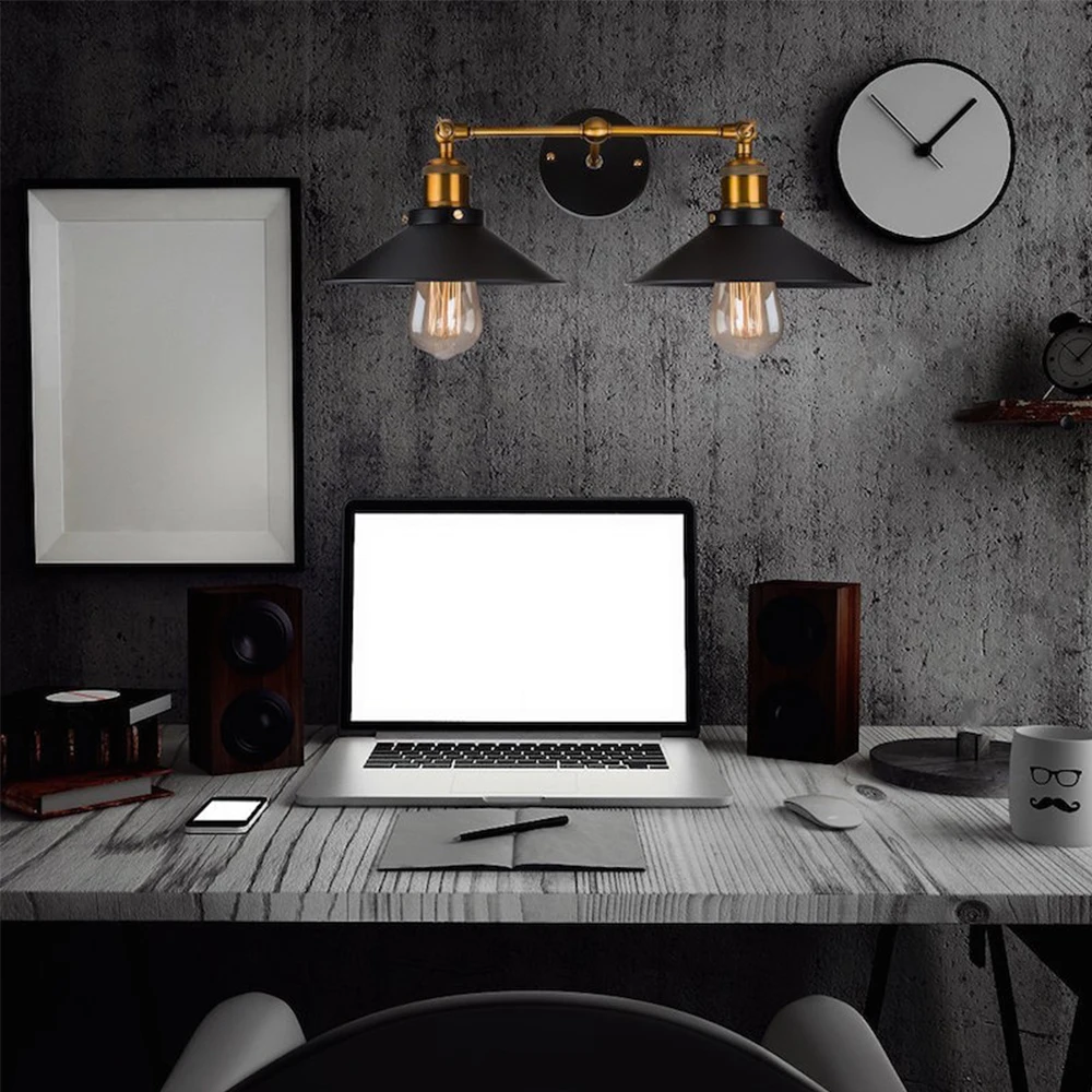 American style bedside antique wall lamp double-head E27 wandlamp badroom room vanity wall lights vintage fashion bar lamps American style bedside antique wall lamp double-head E27 wandlamp badroom room vanity wall lights vintage fashion bar lamps