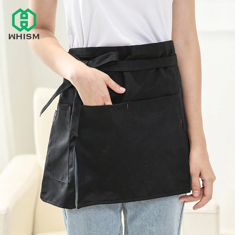 Whism Bar Pub Kitchen Half Waist Apron Pockets Cafe Server Waiter