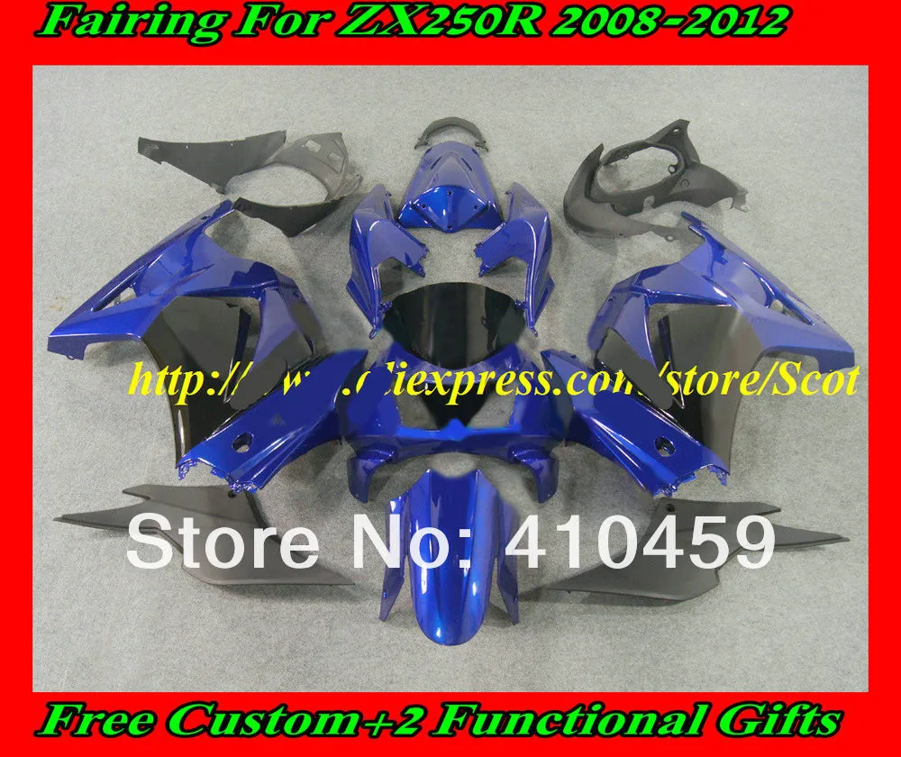 Высококачественный синий черный обтекатель для KAWASAKI Ninja ZX250R 08 09 10 11 12 ZX 250R 2008 2012 EX250