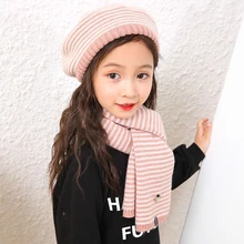 Модный теплый и удобный мягкий шарф для улицы, детский модный вязаный милый шарф, подарок, вязаный берет