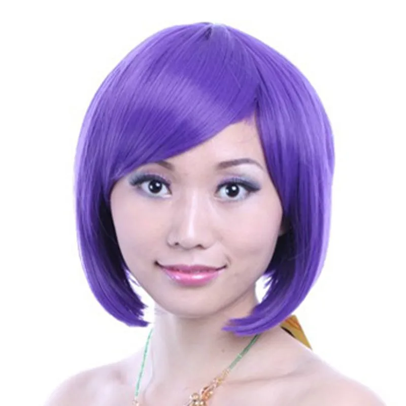 Bobo Harajuku Purple Short Medium Wig Women S Cute Fringe