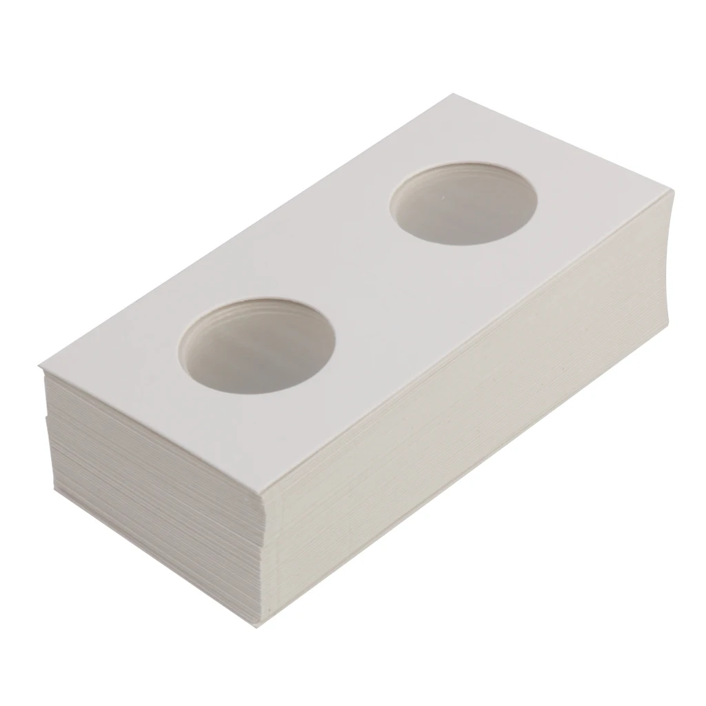 2x2 Cardboard 23mm Coin Flip Holders for Dollar, Pennies, Quarters - 50 Pieces