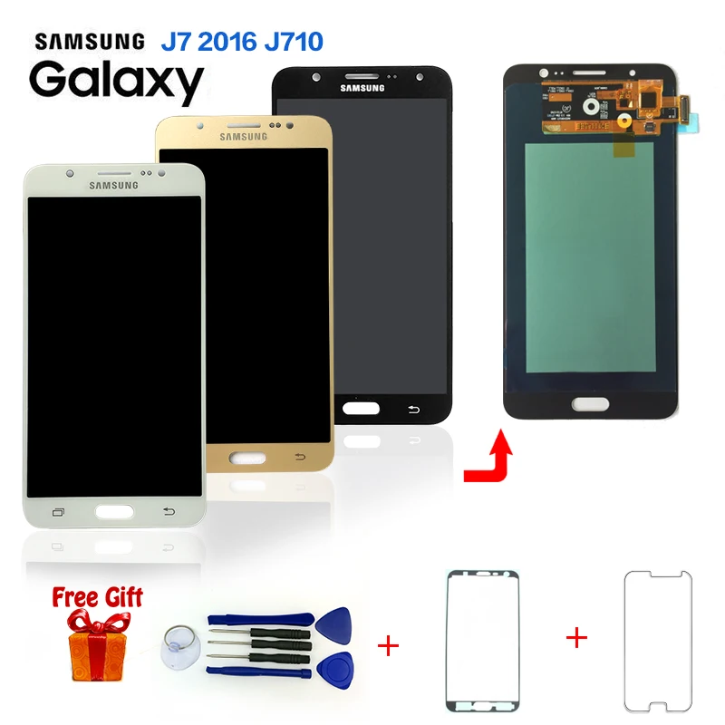 

Orignal Super Amoled LCD For Samsung Galaxy J7 2016 J710 J710F LCD Display Touch Digitizer Screen With Brightness Adjustment