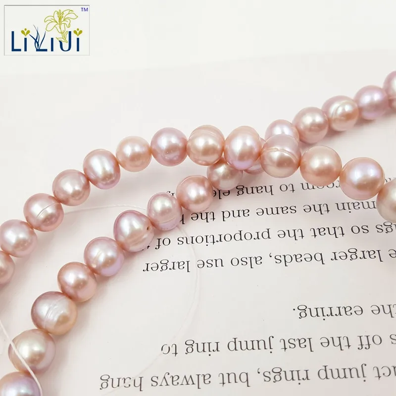 Lii Ji натуральный 3 цвета можно выбрать пресноводные жемчужные бусины 7-8 мм Nearround круглой формы для DIY браслет necklaceоколо 40 см