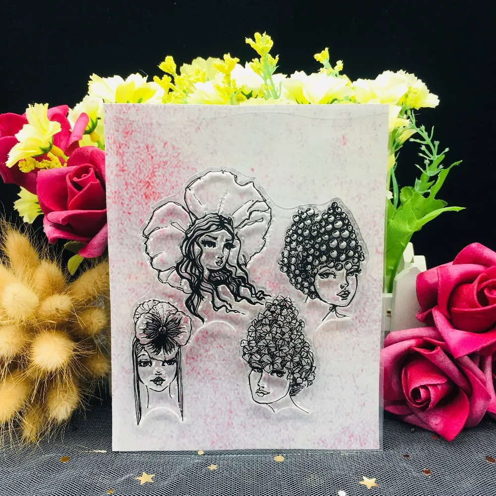 

Cartoon Cute Girl Transparent Clear Silicone Stamp DIY Scrapbook Sticker Album Envelope Decoration Ordinary Rubber Stamps A300