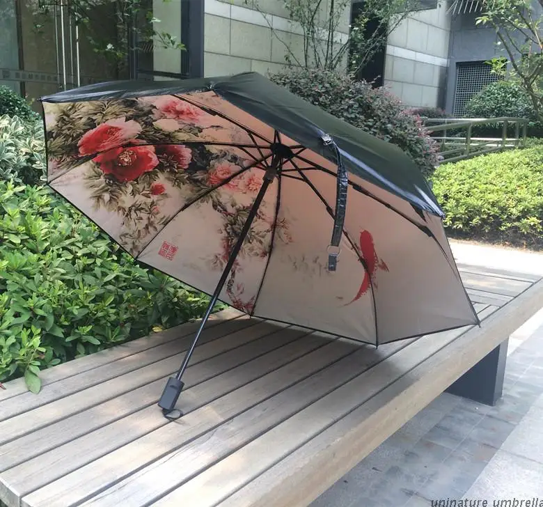 

100% Brand Sun Protection Umbrella 3 Folding Novelty Umbrella Flower Black Hole Umbrella Brand Umbrella Sombrillas UV