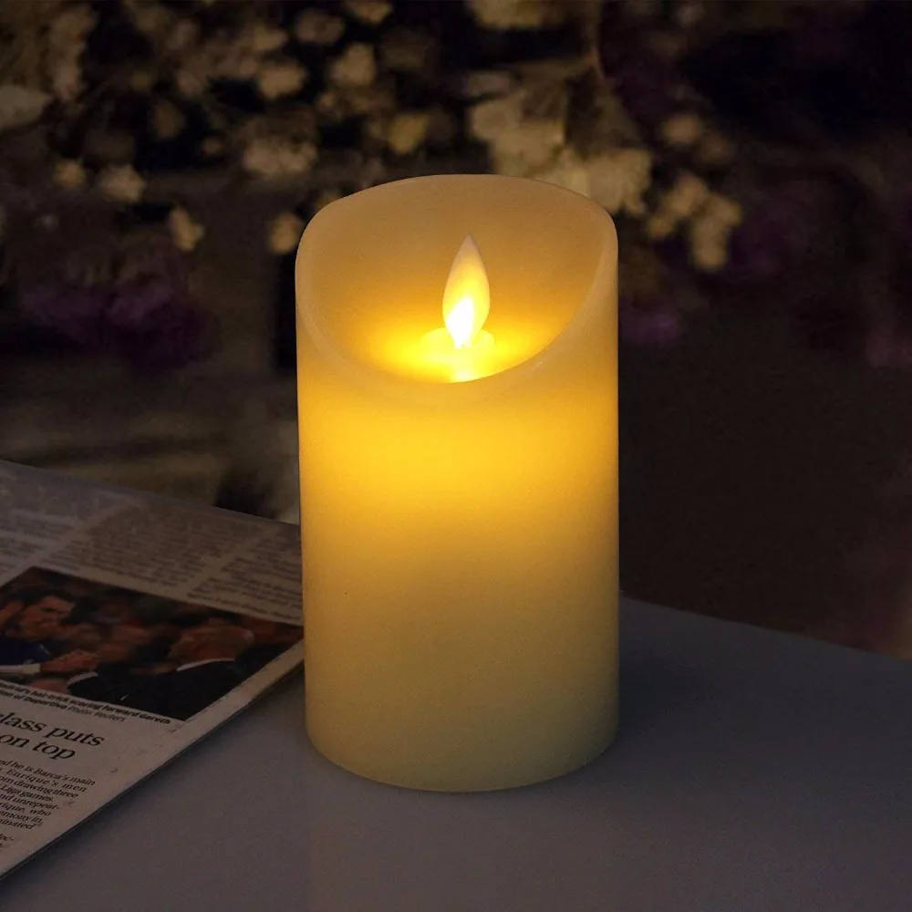 Dancing flame LED night light Candles Wax Pillar Candle lamp for Wedding Christmas Decoration