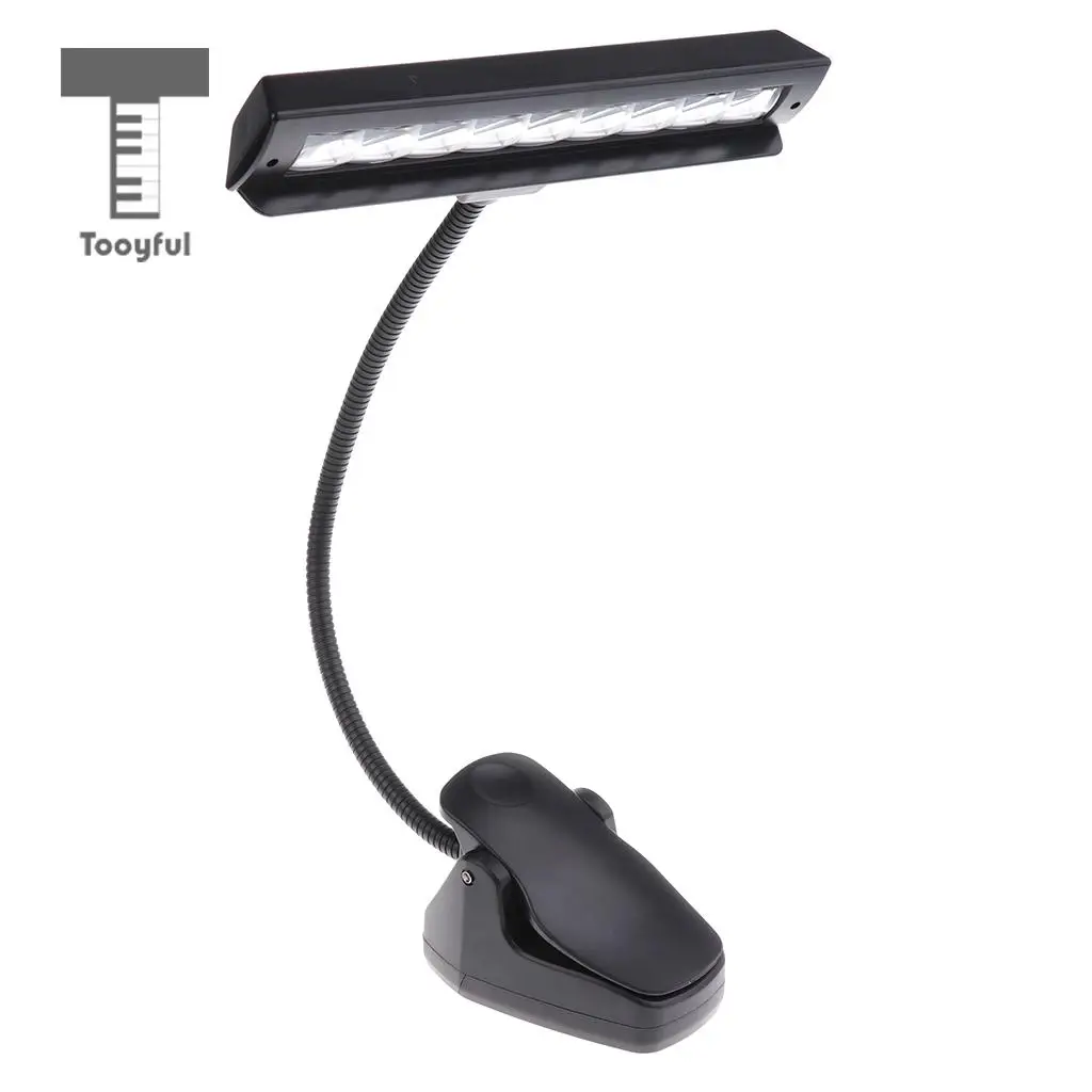 Tooyful Foldable 9 LED Music Stand Light Music Score Lamp Clip-on Reading Light Stage Accessory Black
